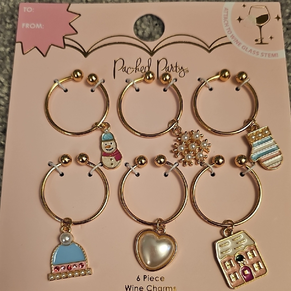 🟠Packed Party Gold Wine Charms Set #D2